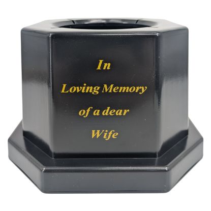 18.5cm Grave Vase/Pot Black In Loving Memory Wife ** No Inner Pot  Included **