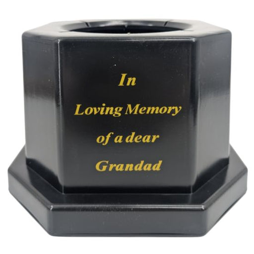 18.5cm Grave Vase/Pot Black In Loving Memory Grandad ** No Inner Pot  Included **