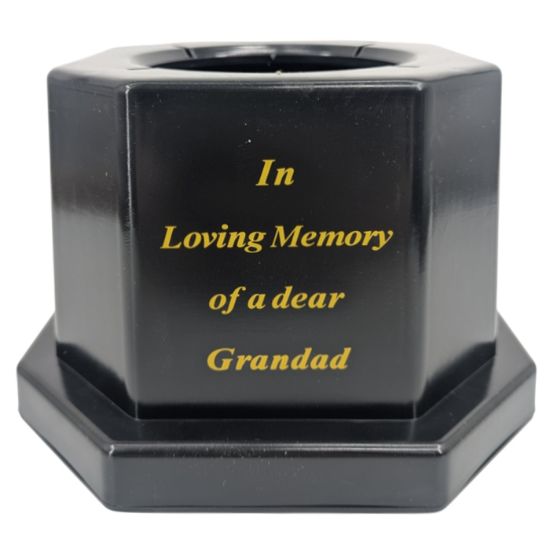 18.5cm Grave Vase/Pot Black In Loving Memory Grandad ** No Inner Pot  Included **