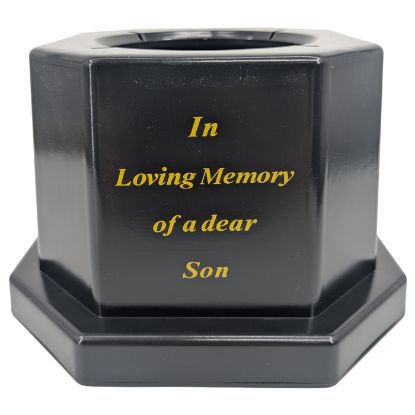 18.5cm Grave Vase/Pot Black In Loving Memory Son ** No Inner Pot  Included **