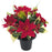 Poinsettia Holly & Pine  Grave Vase Pot - Red