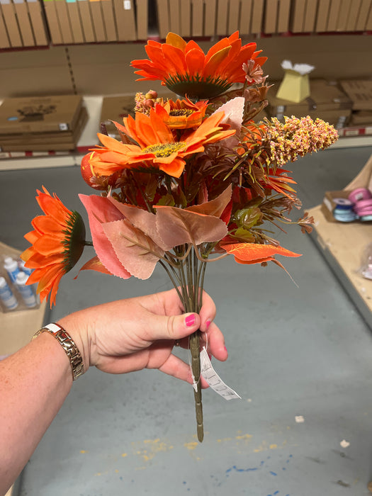 Autumn pumpkin and sunflower orange bush