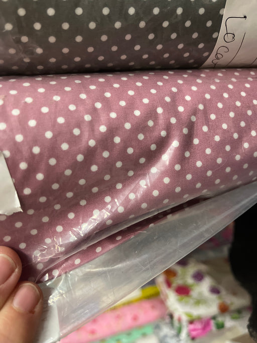 1 Metre Rose 3mm Polka Dot 100% Cotton Poplin Fabric x 112cm wide