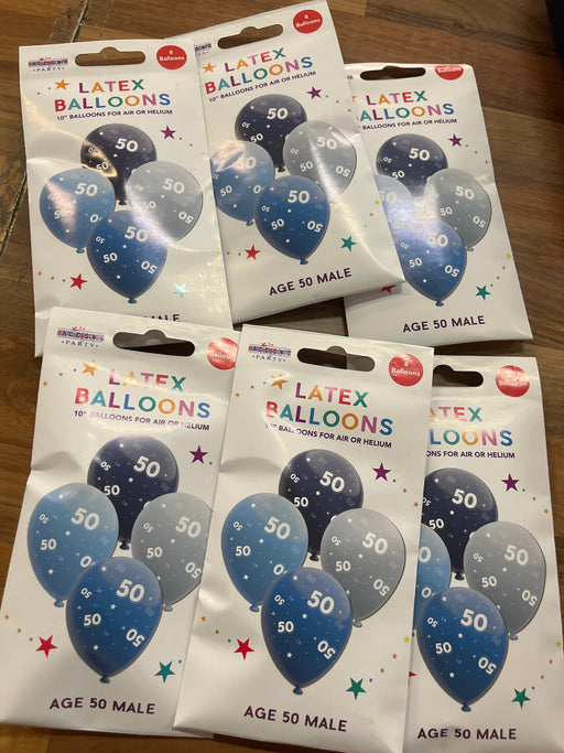 Joblot 48 latex balloons- Age 50 Blue Mix
