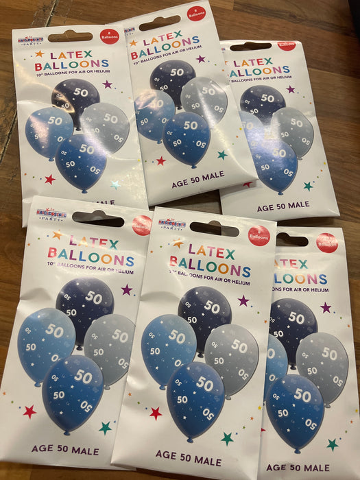 Joblot 48 latex balloons- Age 50 Blue Mix