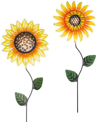 Single Garden Stick Metal Sunflower x 61cm - One Selected at Random