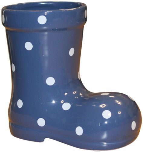 Blue Ceramic Boot with White Spots x Height 16.2cm