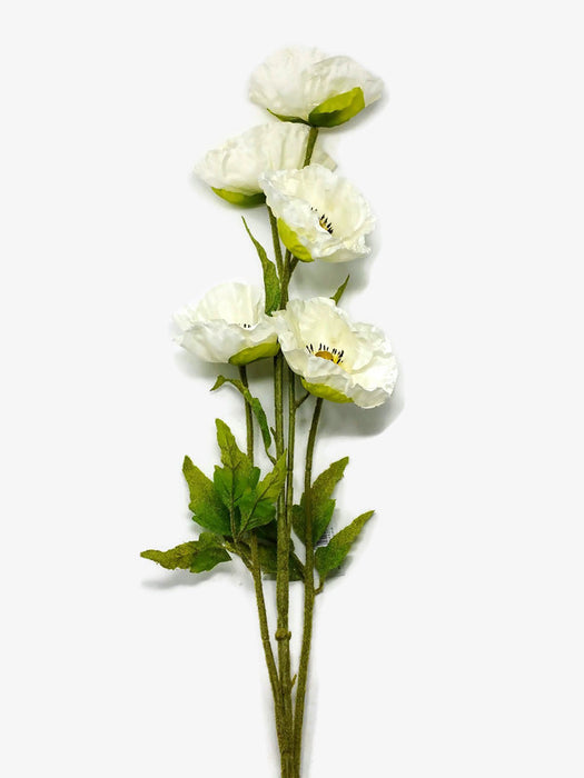 100cm Tall Poppy Spray - White