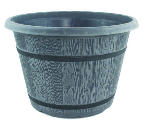 Cask Planter with Band x H28cm x L39cm - Grey Driftwood Design