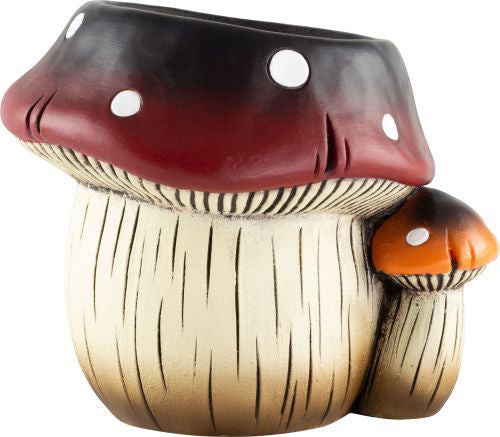 Russet Brown Cement Toadstool Plant Pot - 21.5 x 18cm