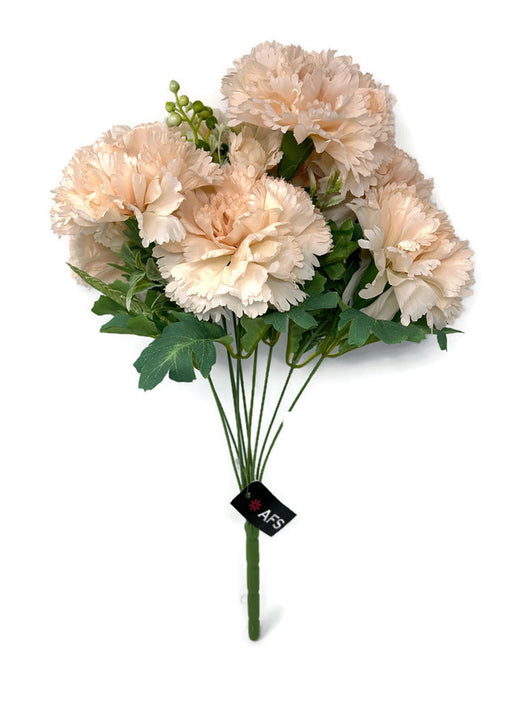 10 Stem Large Carnation & Mixed Foliage Flower Bush - Warm Pink Blush