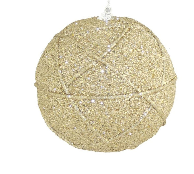 10cm Champagne Gold Sparkle Bauble