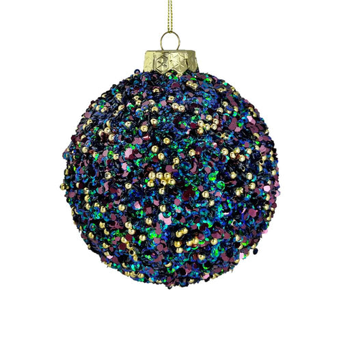 10cm Beaded Bauble -  Peacock