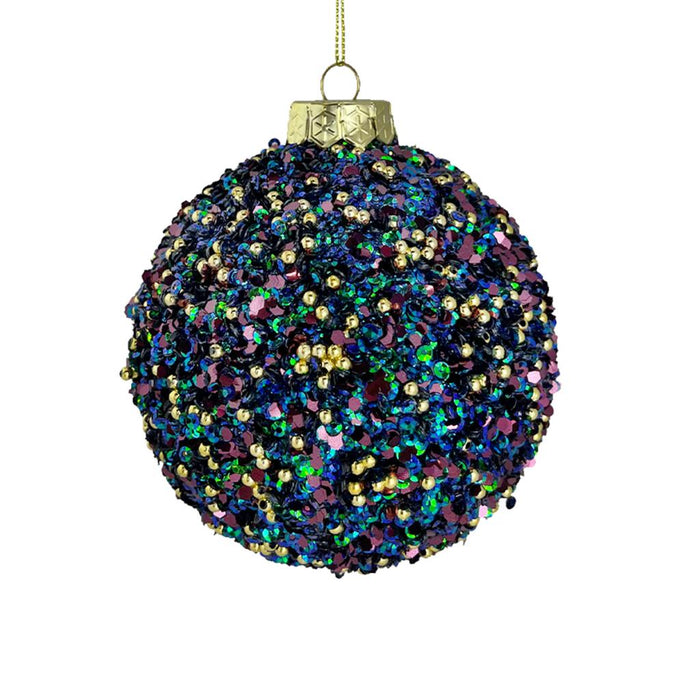 10cm Beaded Bauble -  Peacock