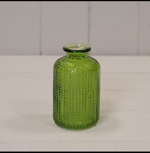 10cm Dimpled Glass Bottle - Emerald