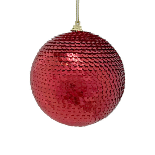 10cm Sequin Bauble - Red