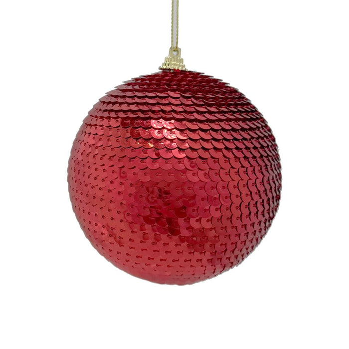 10cm Sequin Bauble - Red