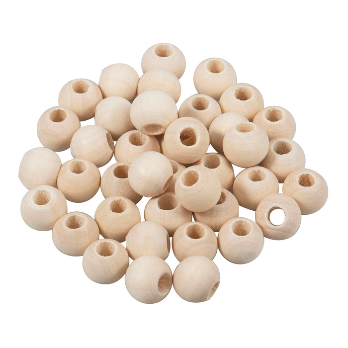 10mm Beech Wooden Ball Beads with 4mm Inner Hole - Pack of 40