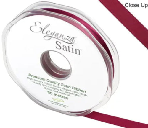 10mm x 20m Double Faced Satin Ribbon - Burgundy
