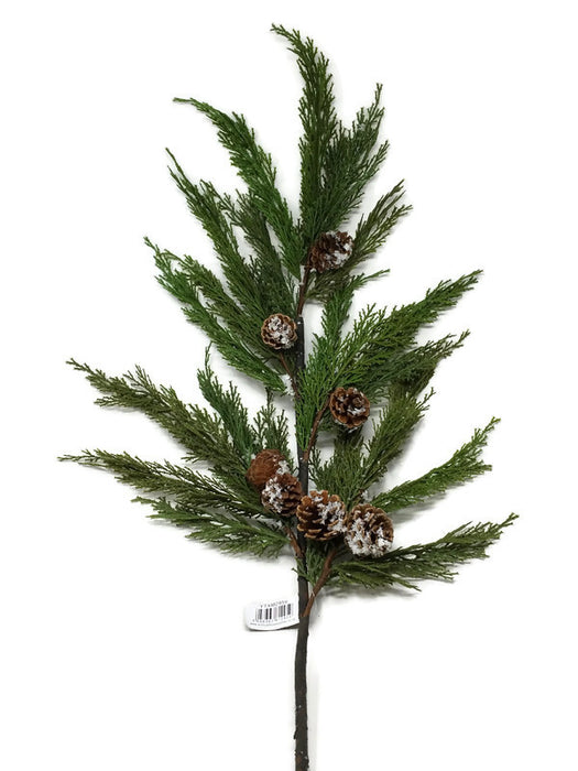 110cm Large Spruce Branch with Frosty Pinecones