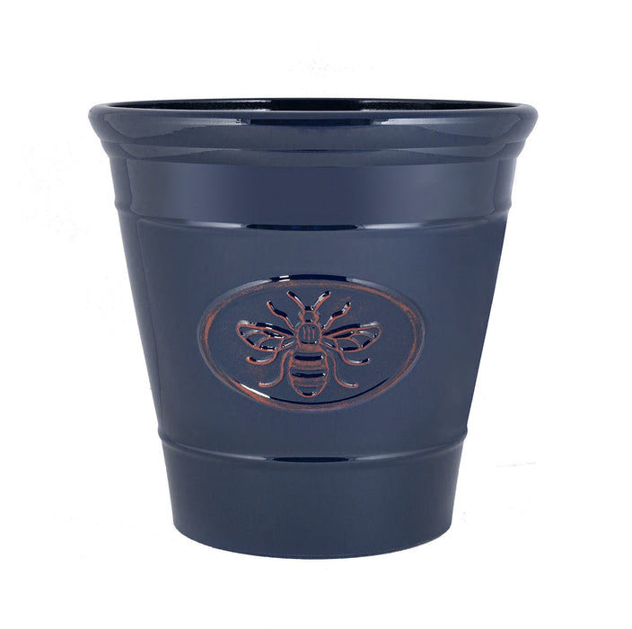 Bee Stamp Design Planter x 23cm - Dark Blue