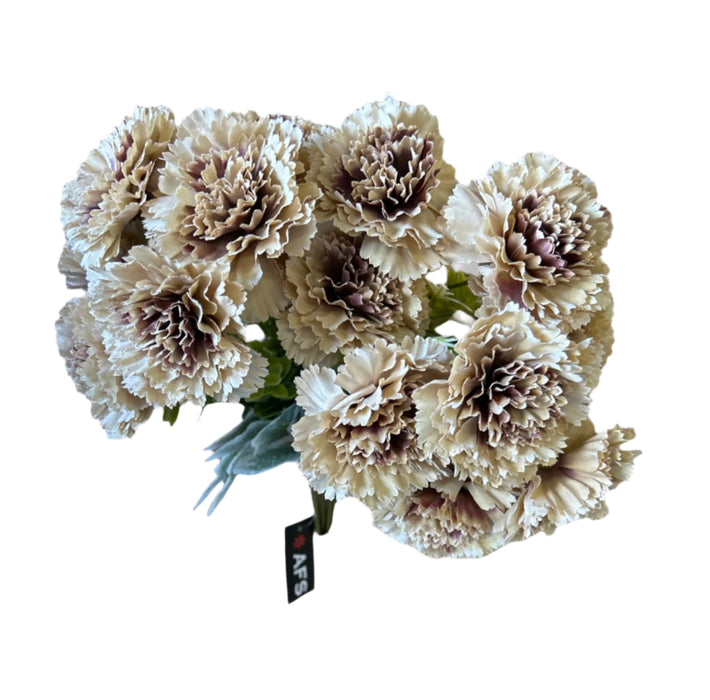 14 Head Carnation Flower Bush - Mocha