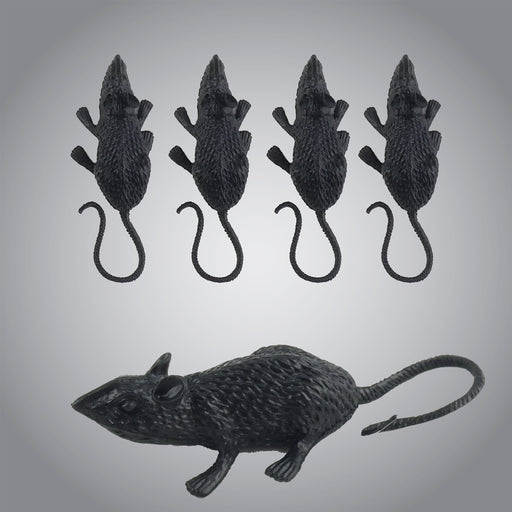 4 Black Creepy Rats