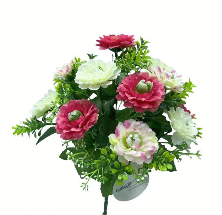 12 Head Scabious Flower Bush x 33cm - Pink & White