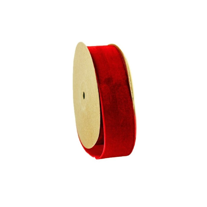 12mm Narrow Velvet Ribbon - Red - 12mm x 10m