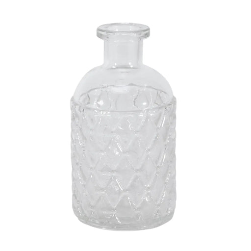 13cm Romagna Embossed Clear Glass Bottle x 13cm