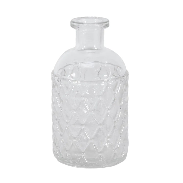 13cm Romagna Embossed Clear Glass Bottle x 13cm