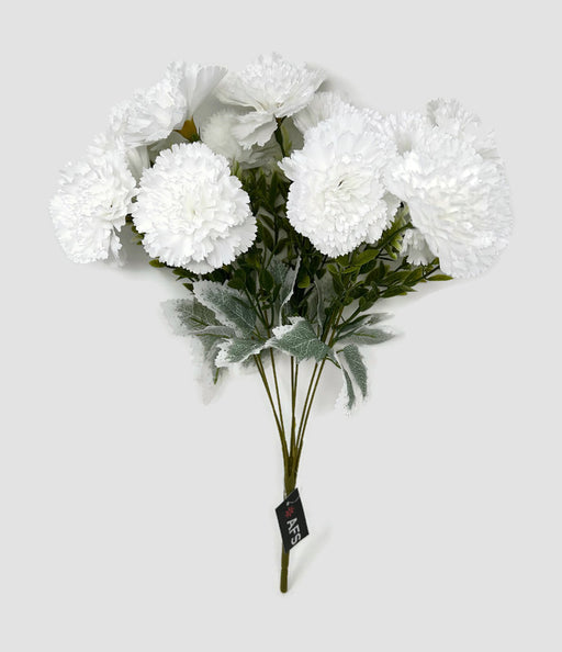 14 Head Carnation Flower Bush - White