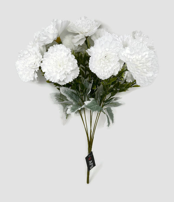 14 Head Carnation Flower Bush - White