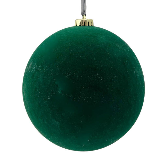 15cm Large Size Flocked Bauble - Green