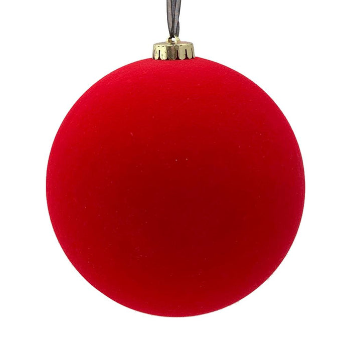 15cm Large Size Flocked Bauble - Red
