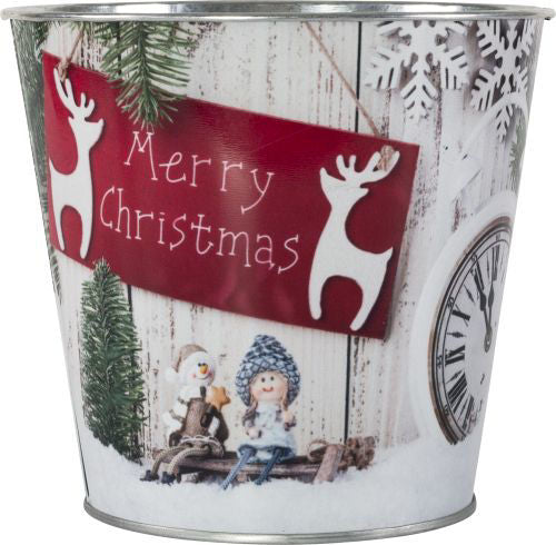 15cm Metal Bucket Snow Scene