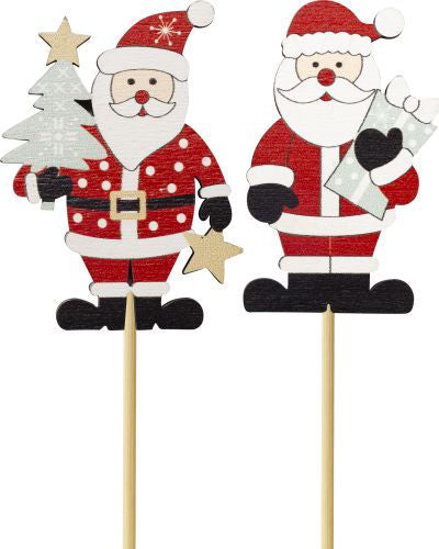 Single Wooden Father Christmas Pick -  One Selected At Random