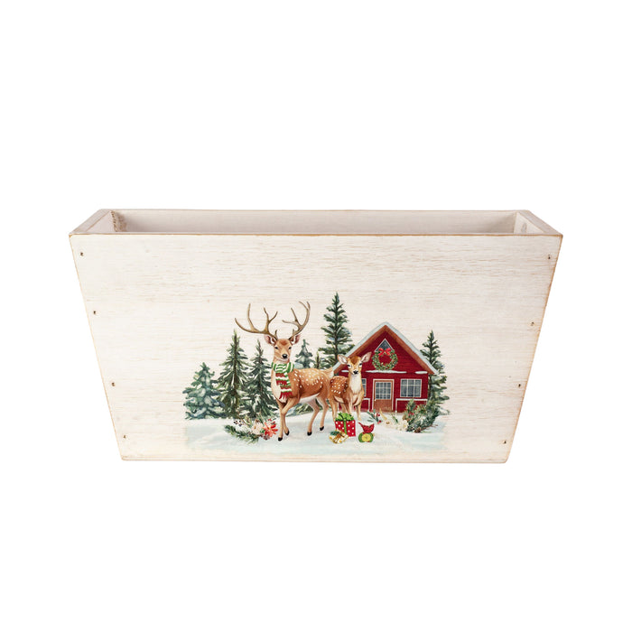 Wooden Trough Christmas Scene 25cm