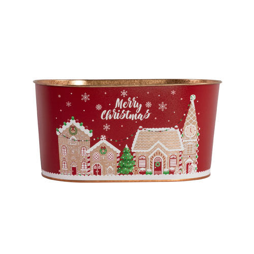 Tin Trough Merry Christmas Scene 22.5cm