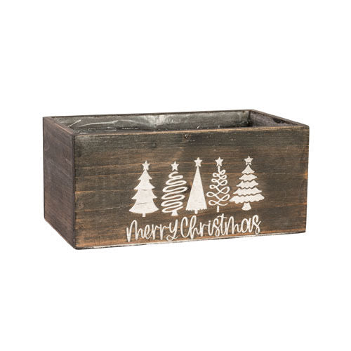 Wooden Trough Christmas Tree Design 24cm