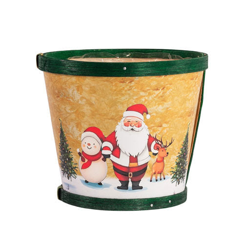 Wooden Christmas Planter 15cm - Green