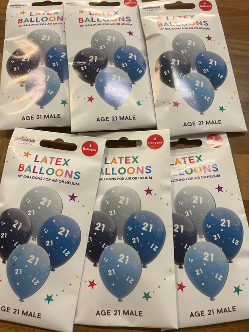 Joblot 48 latex balloons Age 21 Blue Mix