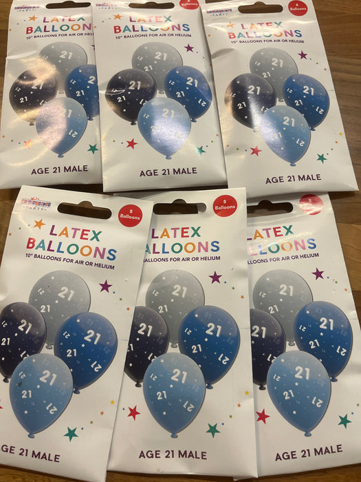 Joblot 48 latex balloons Age 21 Blue Mix