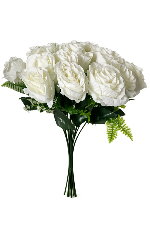 Large 18 Head Rose Bush - Ivory