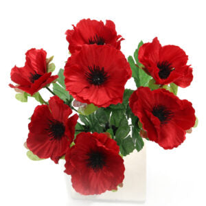 Red Poppy Bush 7 Stems