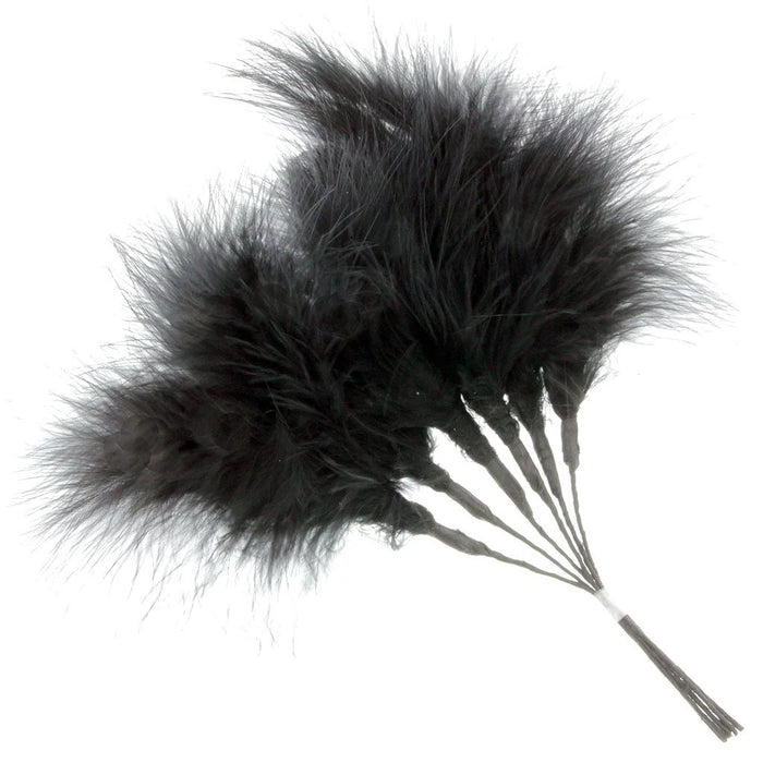 Fluffy Feathers x 24cm - 6pcs per pk - Black