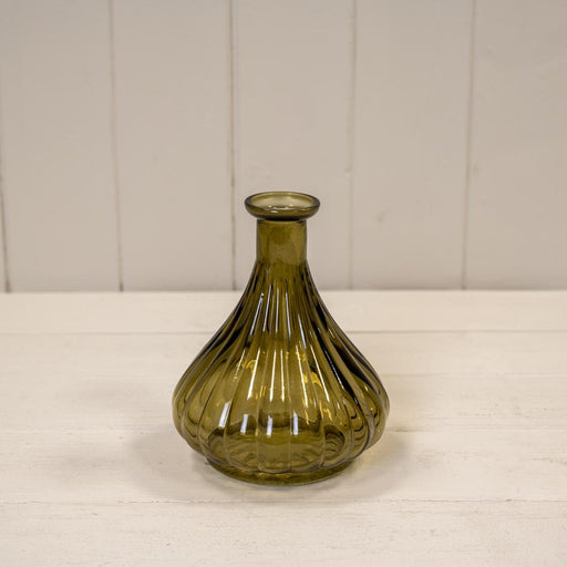 Olive Green  Ribbed Bud Vase