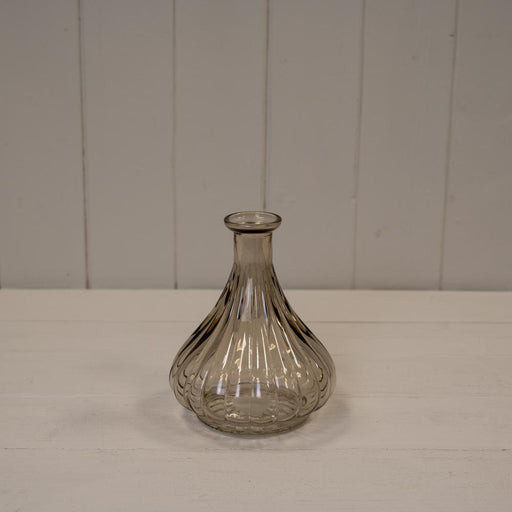 Smokey Brown Ribbed Bud Vase