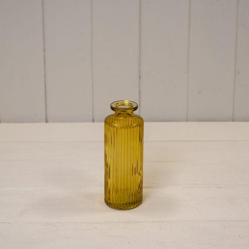 Glass Bottle Ribbed - 13.2cm Yellow