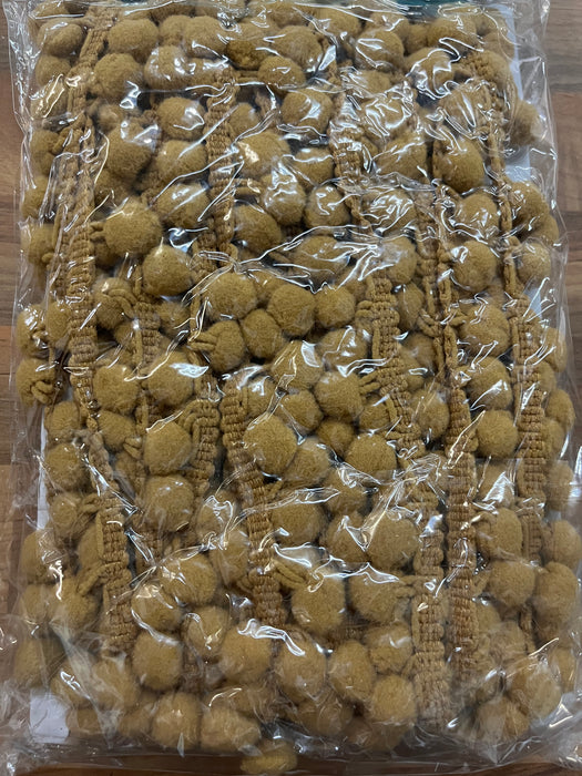 Pom Pom Trim - Dark Gold - 10mm Bobbles - 10 Metre Card
